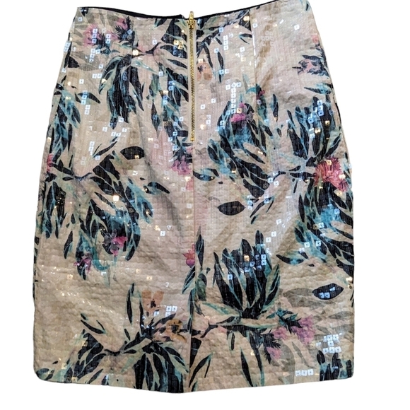 H&M❤ Multicolor Floral sequin Mid skirt size 4 - Picture 3 of 7